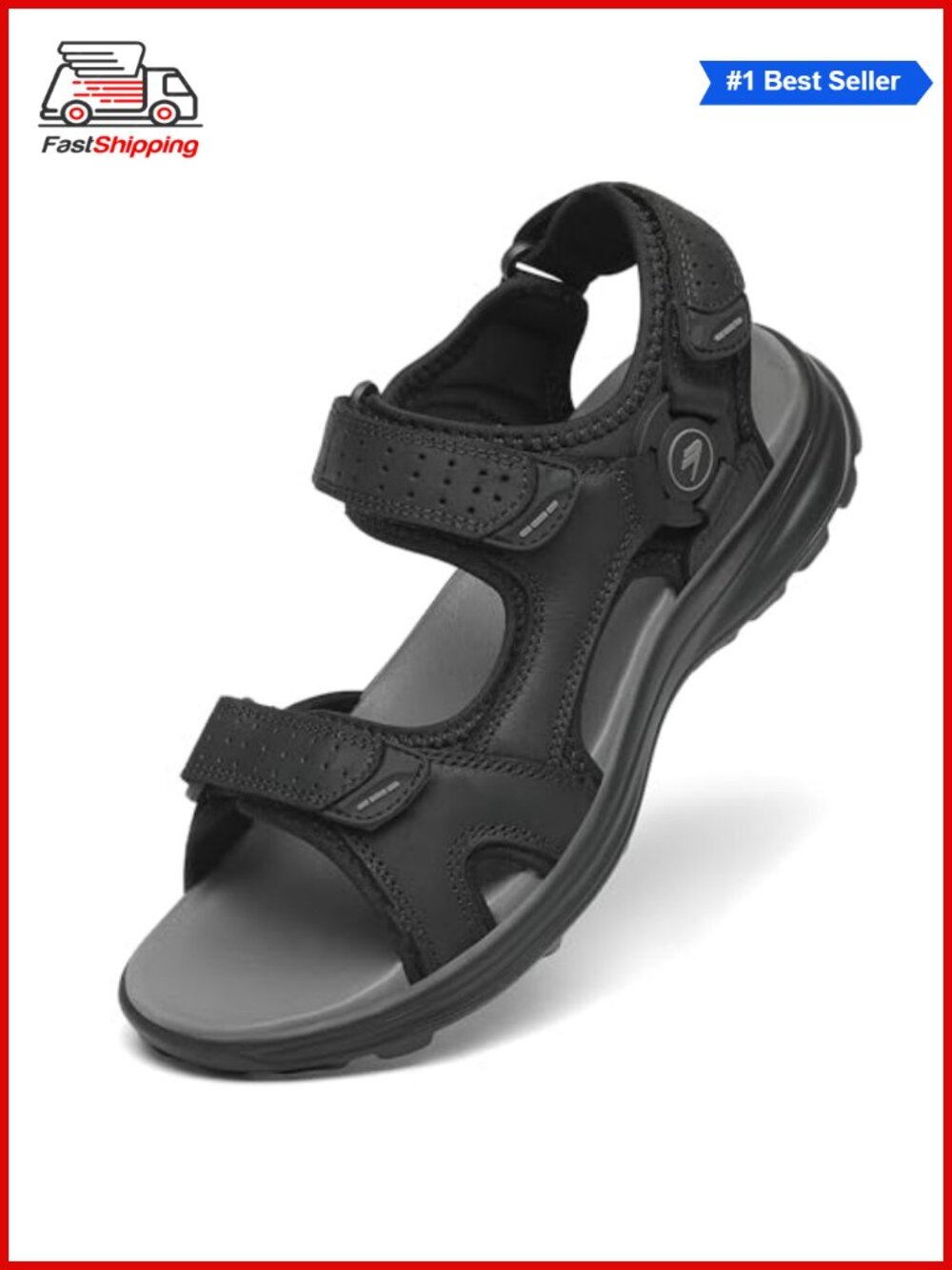 ✨ FLARUT Men's Athletic Sandals Leather Open Toe Waterproof Hiking Walking